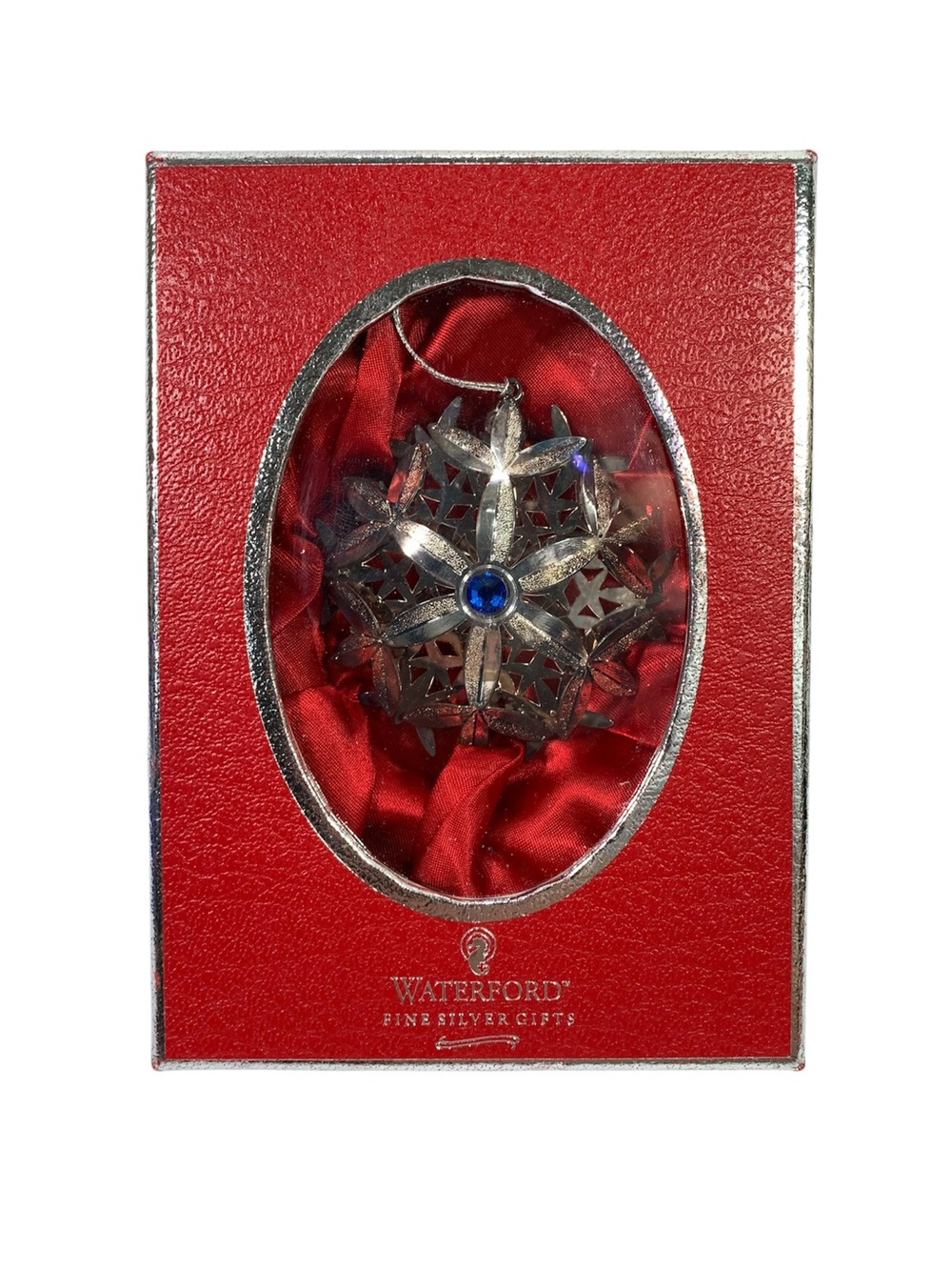 Waterford Silver Lismore Sapphire W703 Christmas Ornament Fine Silver Gifts Box